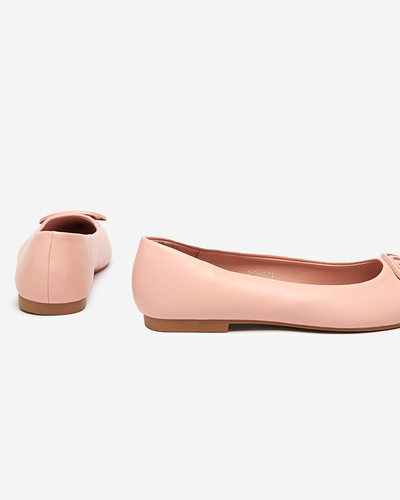 Dámske ružové špicaté balerínky s ozdobou na špičke Manico - Footwear