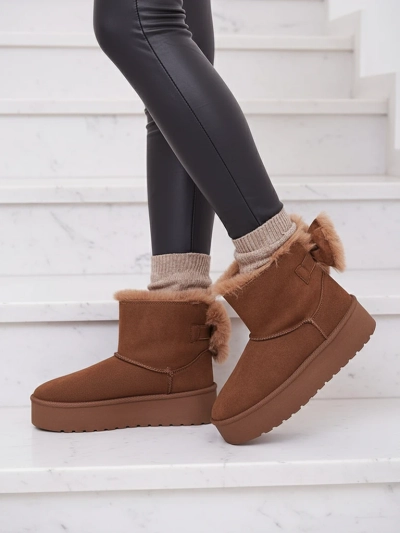 Royalfashion Dámske čižmy a'la snow boots v hnedej farbe Goroggo