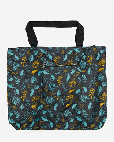 Skladacia nákupná taška s vrecúškom a mätovo-žltým kvetinovým vzorom - Doplnky