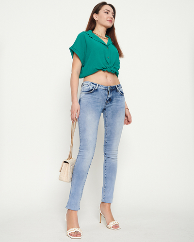 Dámske modré rovné džínsy - Oblečenie