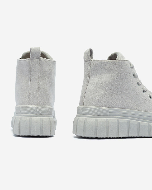 OUTLET Svetlosivé dámske šnurovacie športové topánky a'la tenisky Netara - Obuv