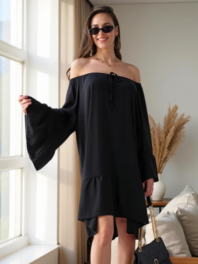Royalfashion Dámske šaty bez ramienok s volánmi oversize