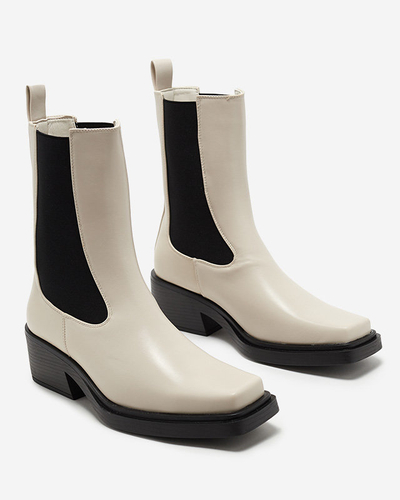 Béžové dámske vysoké slip on čižmy Darran - Obuv