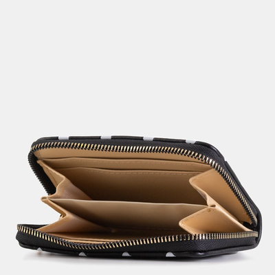 Čierna dámska peňaženka s bielymi srdiečkami - Peňaženka