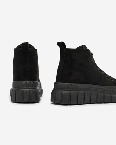 OUTLET Čierne dámske šnurovacie športové topánky a'la tenisky Netara - Obuv