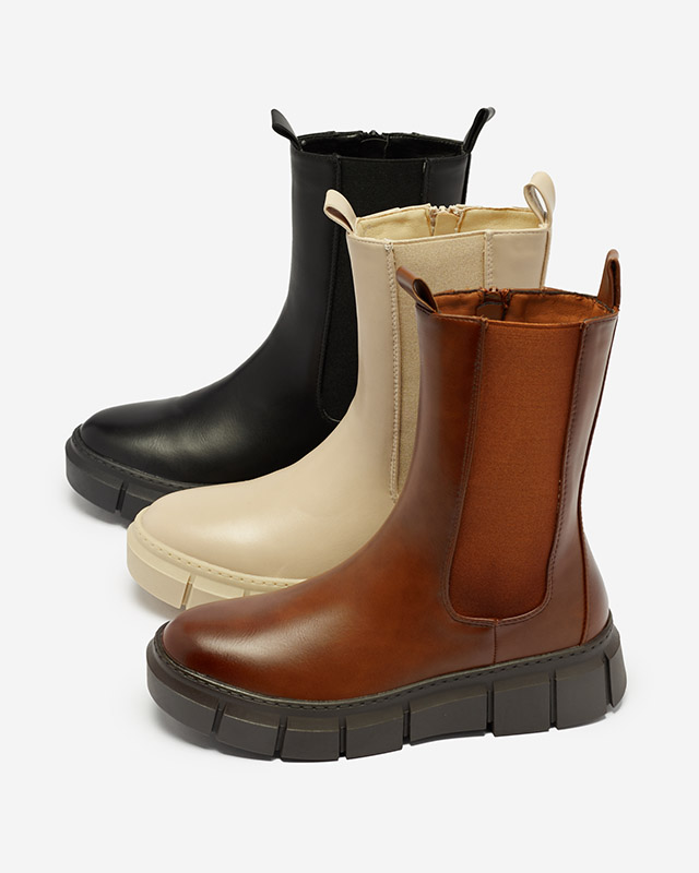 Dámske čižmy na platforme ťavej farby Couell - Obuv