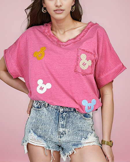 Royalfashion Dámske tričko so záplatami