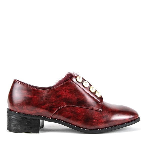 Bordové polobotky s perlami Nessi - Obuv