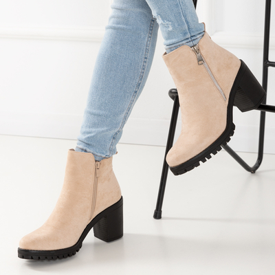 Krémové dámske vysoké podpätky Larni- Obuv