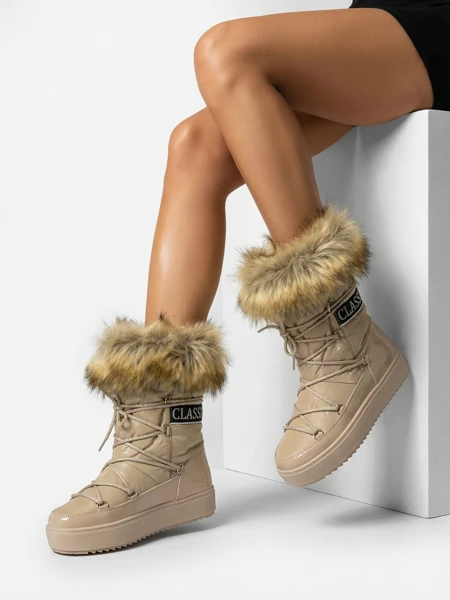 Royalfashion Svetlohnedé slip-on čižmy a'la snow boots for women Gomllo