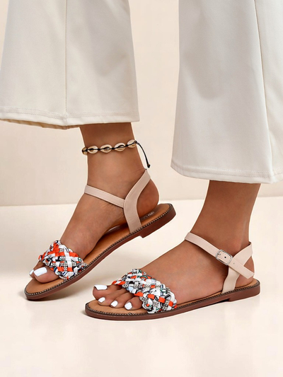 Royalfashion Ženski sandali s ploskim podplatom ColorStrap