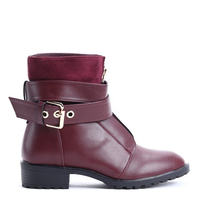 Bordowe workery z suwakiem Katelyn- Obuwie