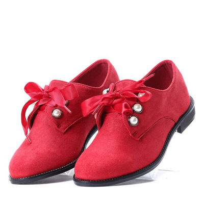 Czerwone półbuty z perełkami Lea - Obuwie