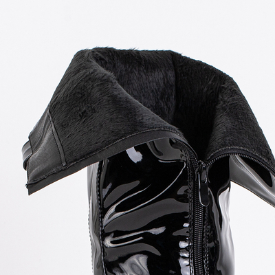 Čierne lakované dámske čižmy Kimmi - Obuv