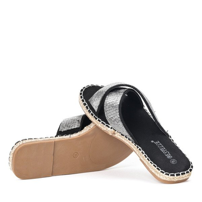 Pantofle se zirkony v černé barvě Vostine - Obuv 1