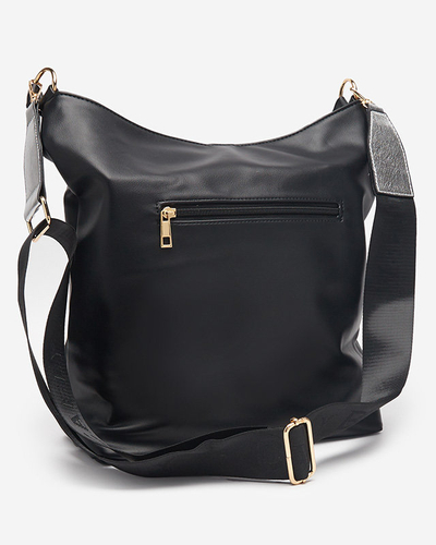 Čierno-strieborná dámska kabelka s ozdobnými pruhmi - Doplnky