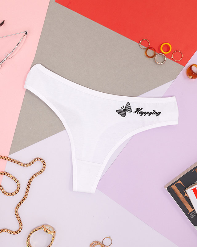 Klasické bavlnené dámske tangá nohavičky bielej farby - Spodná bielizeň