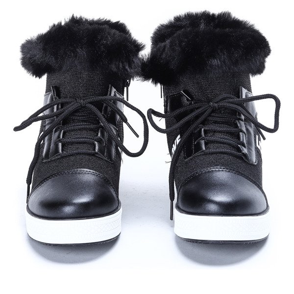 Czarne buty sportowe z futerkiem Gracelyn- Obuwie