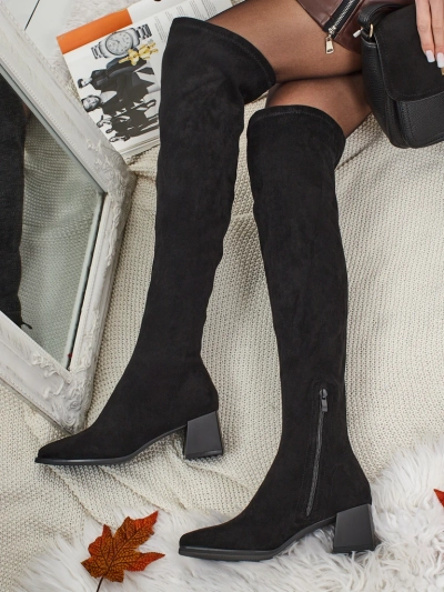 Ženski škornji čez koleno eko semiš Dovrisse