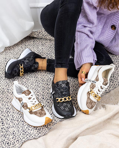 OUTLET Bielo-hnedé dámske tenisky s potlačou Philly- Footwear