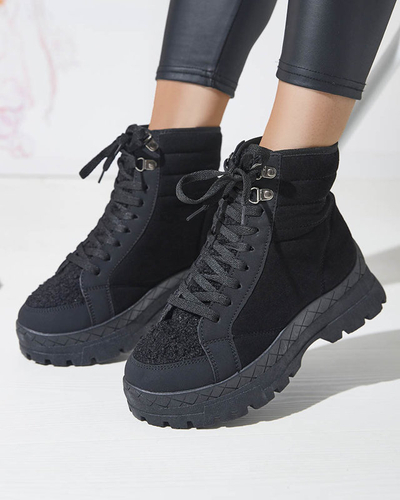 OUTLET Dámske zateplené trapérové čižmy v čiernej farbe Wosser- Obuv