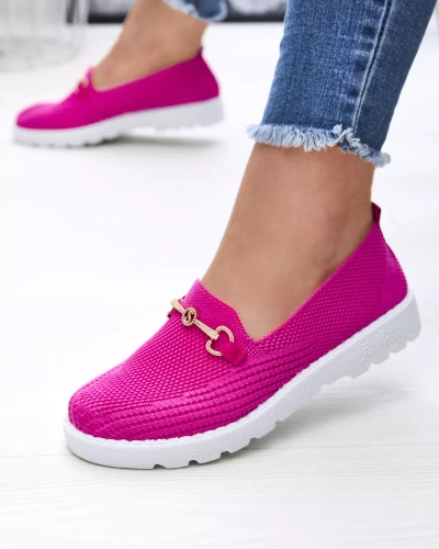 Fuchsiové dámske slip on tenisky so zlatým zdobením Enelida - Obuv