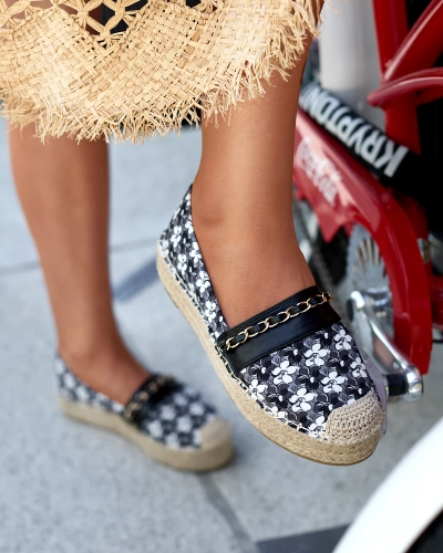Čierne kvetinové espadrilky Azzaxi- Obuv