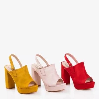 OUTLET Svetloružové eko semišové sandále na vyššom stĺpiku Tripsi-Shoes