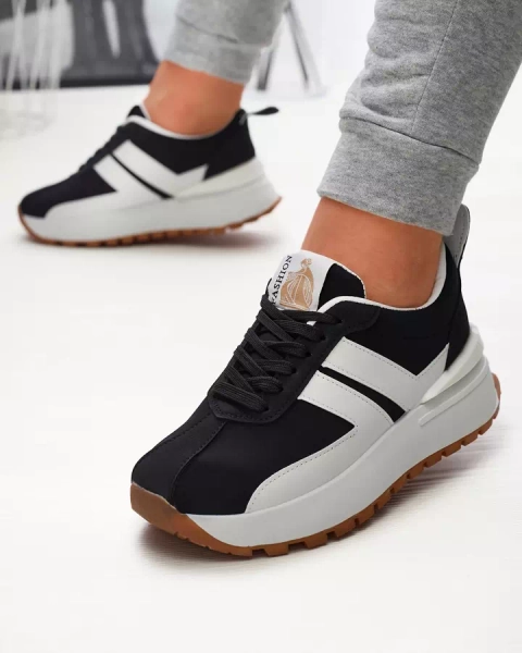 Dámska čierna športová obuv z ekokože s farebnými vložkami Tifora- Obuv