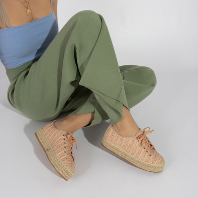 Dámske ružové espadrilky na nízkej kjótskej platforme - topánky