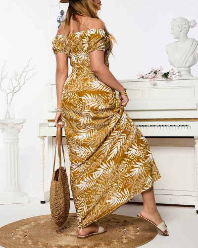 Dámske midi šaty s kvetinovou horčicou - Oblečenie