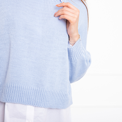 Dámsky modrý sveter s bielou košeľou - Oblečenie