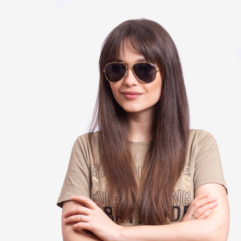 Dámske čierne slnečné okuliare so zlatým rámom - doplnky