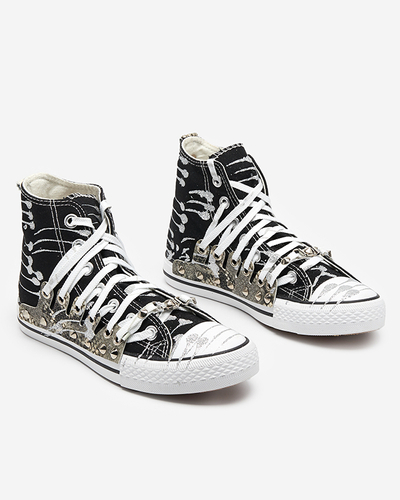 Dámske čierne vysoké tenisky s trblietkami Survivi- Footwear