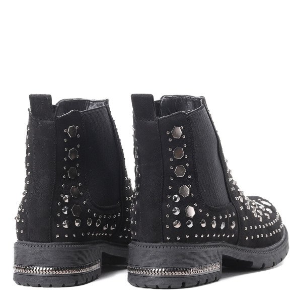 Czarne botki z eko zamszu Ellia- Obuwie