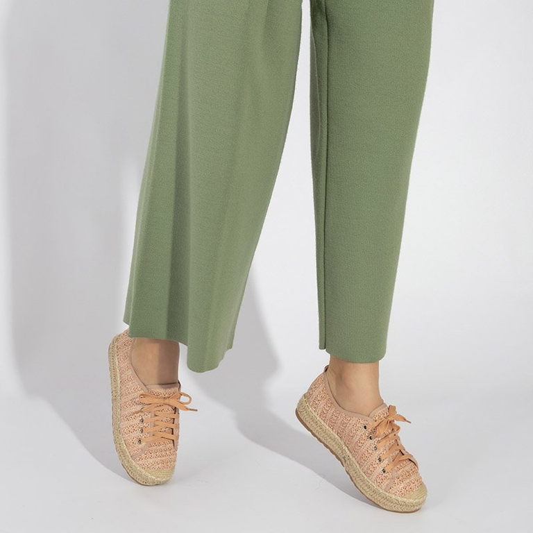 Dámske ružové espadrilky na nízkej kjótskej platforme - topánky