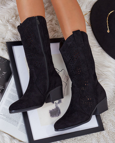 Royalfashion Ažurové nízke čižmy na podpätku Heliz