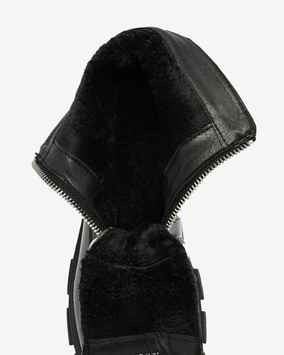 Royalfashion Čierne dámske lakované perlové čižmy Asiciu