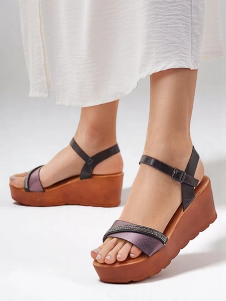 Royalfashion dámske wedge sandále s kamienkami a trblietaním Aurora Glow