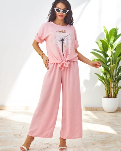 Royalfashion Dámsky casual set s blúzkou s krátkym rukávom a širokými nohavicami