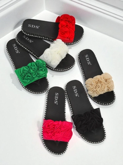 Royalfashion Dámske šľapky s plochou podrážkou Flora Verde