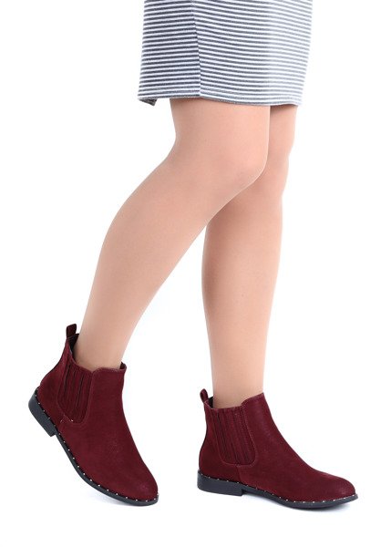 Bordowe botki Audria- Obuwie