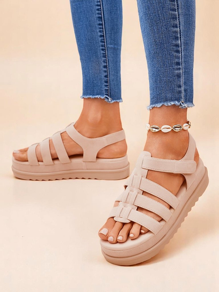 Sandali Royalfashion - Caligae Bež Semiš na Platformi - Idealni za Poletje in Pomlad