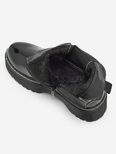 Čierne dámske čižmy na hrubšej podrážke Mallitt- Obuv