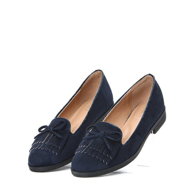 Granatowe mokasyny z frędzlami Olivia- Obuwie