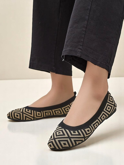 Royalfashion Textilné dámske balerínky s geometrickou potlačou Metric