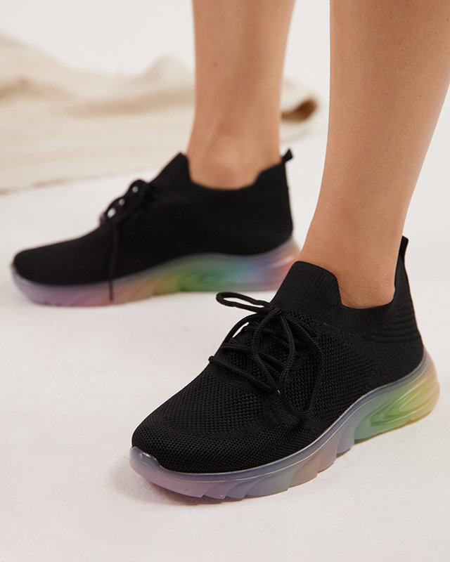 Čierne dámske športové topánky s farebnou podrážkou Afin- Obuv