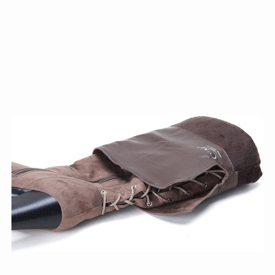 Brązowe botki na słupku Forever Young - Obuwie