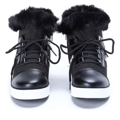 Czarne buty sportowe z futerkiem Gracelyn- Obuwie