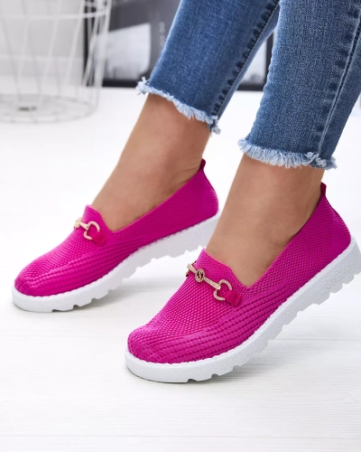 Fuchsiové dámske slip on tenisky so zlatým zdobením Enelida - Obuv